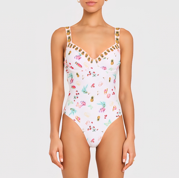 Amanda Uprichard Other - Amanda Uprichard Bora Bora One-Piece – Postcard Print, Size Large (Runs Small)